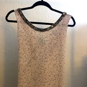 Beautiful Beaded collar pink blouse with ribbon tie back